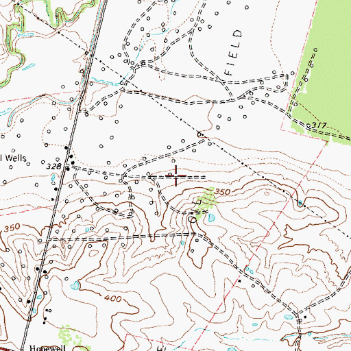 Topographic Map of Rice Oil Field, TX