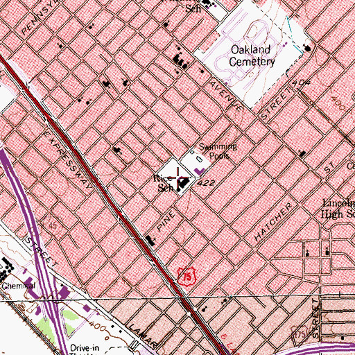 Topographic Map of Rice School, TX