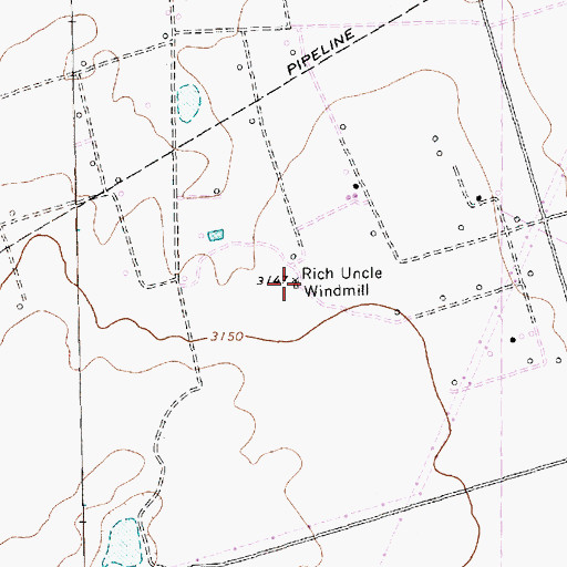 Topographic Map of Rich Uncle Windmill, TX