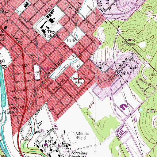 Topographic Map of Richard Park, TX