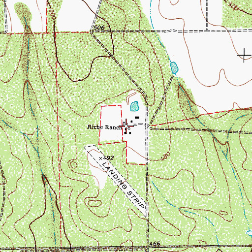 Topographic Map of Riche Ranch, TX