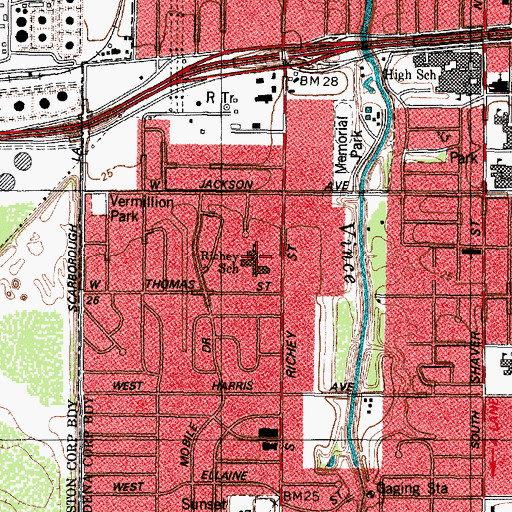Topographic Map of Richey School, TX