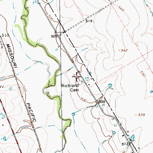 Topographic Map of Richland Cemetery, TX