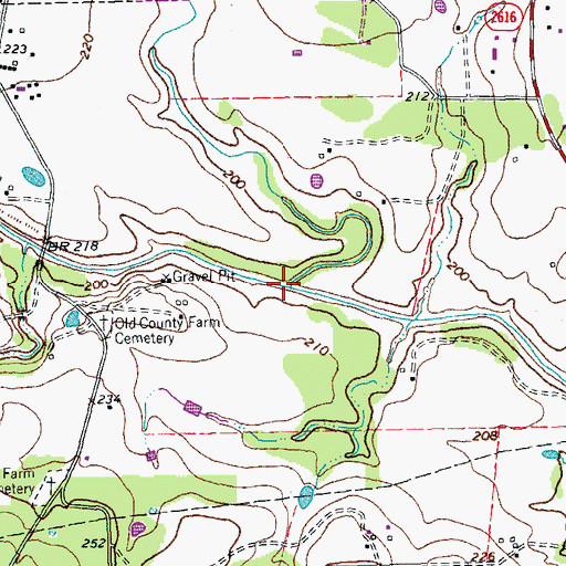 Topographic Map of Rickaway Branch, TX