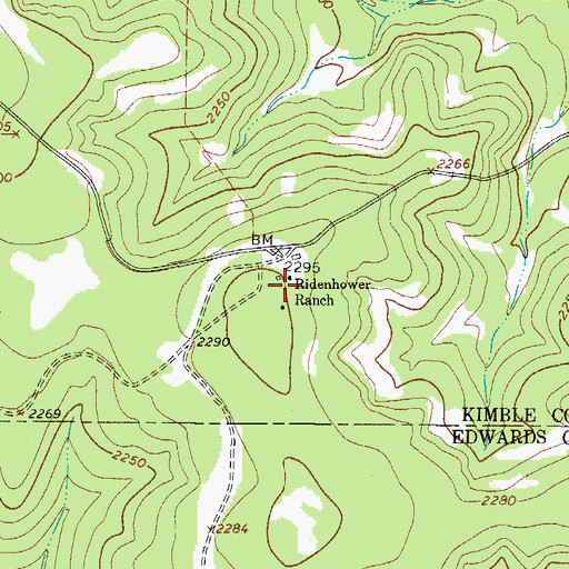 Topographic Map of Ridenhower Ranch, TX