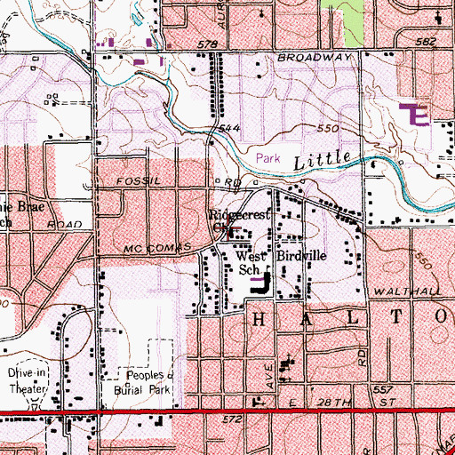 Topographic Map of Ridgecrest Church, TX