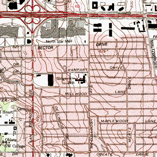 Topographic Map of Ridgeview School, TX