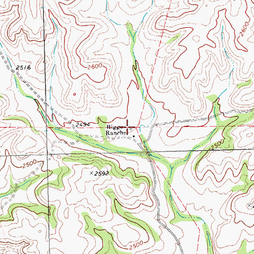 Topographic Map of Riggs Ranch, TX