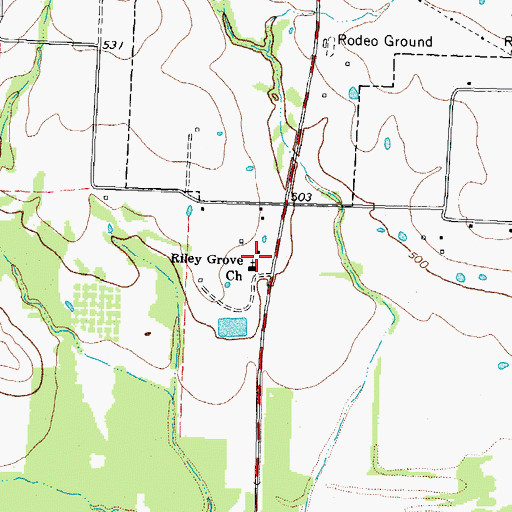 Topographic Map of Riley Grove Church, TX