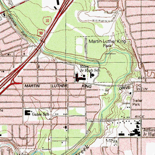 Topographic Map of Riley Junior High School, TX