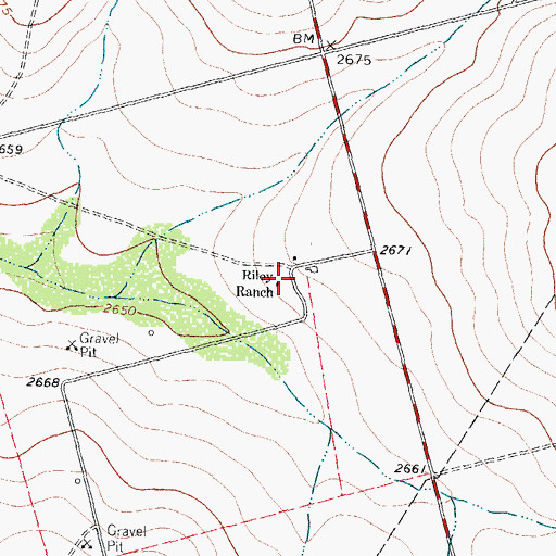 Topographic Map of Riley Ranch, TX