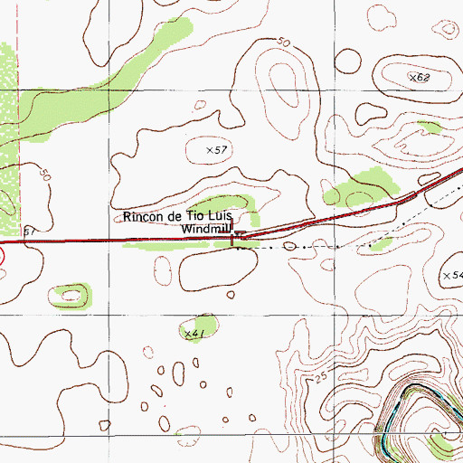 Topographic Map of Rincon de Tio Luis Windmill, TX