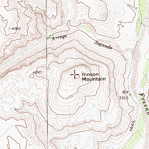 Topographic Map of Rincon Mountain, TX