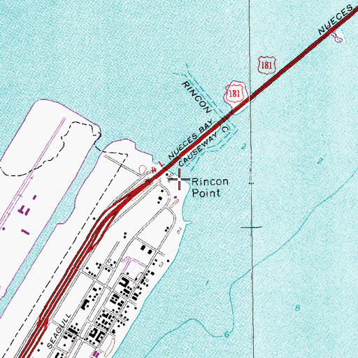 Topographic Map of Rincon Point, TX