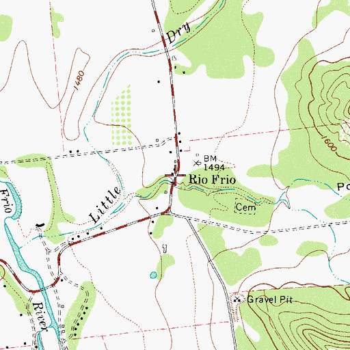 Topographic Map of Rio Frio, TX