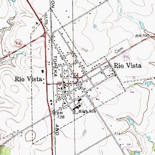 Topographic Map of Rio Vista, TX