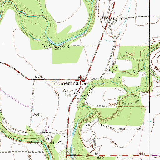 Topographic Map of Riomedina, TX