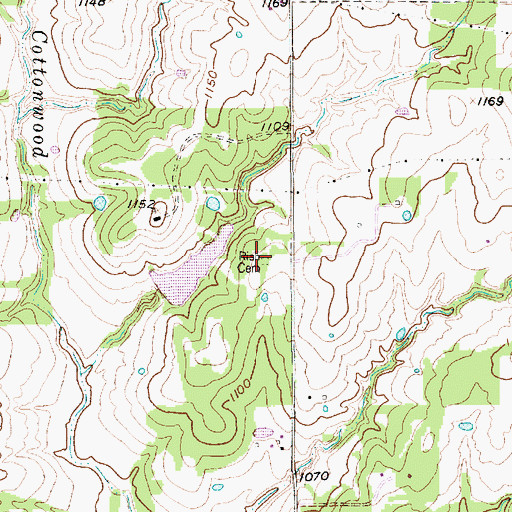Topographic Map of Rish Cemetery, TX