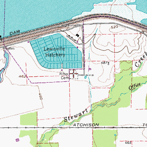 Topographic Map of Ritter Cemetery, TX
