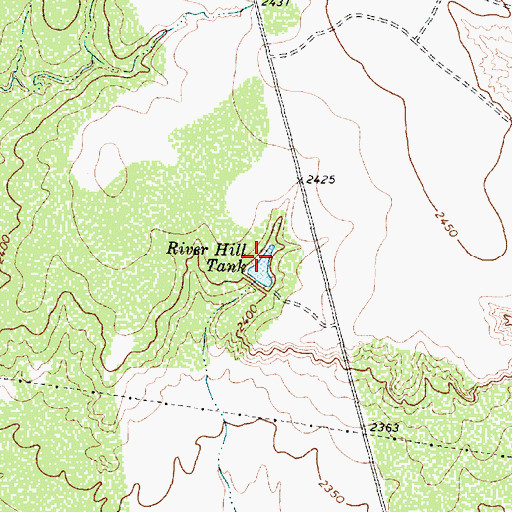 Topographic Map of River Hill Tank, TX