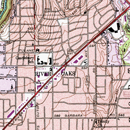 Topographic Map of River Oaks, TX