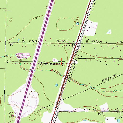 Topographic Map of River Oaks Church, TX