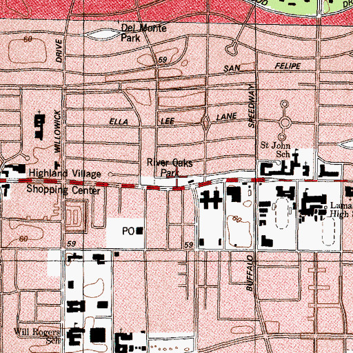 Topographic Map of River Oaks Park, TX