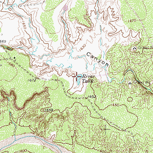 Topographic Map of River Tank, TX