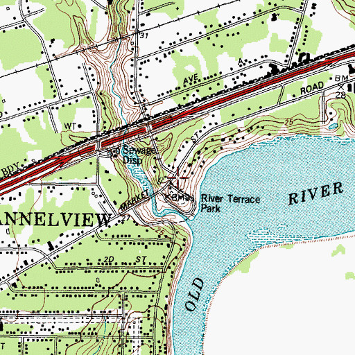 Topographic Map of River Terrace Park, TX