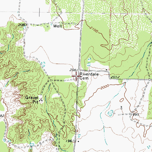 Topographic Map of Riverdale Cemetery, TX