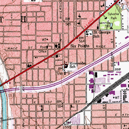 Topographic Map of Riverside School, TX