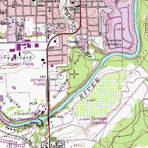 Topographic Map of Riverview Park, TX