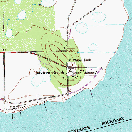 Topographic Map of Riviera Beach, TX