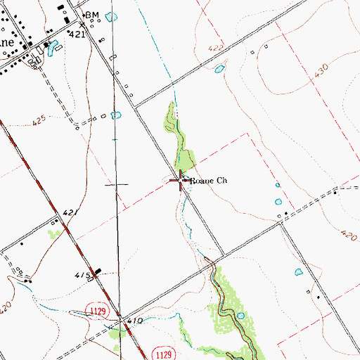 Topographic Map of Roane Church, TX