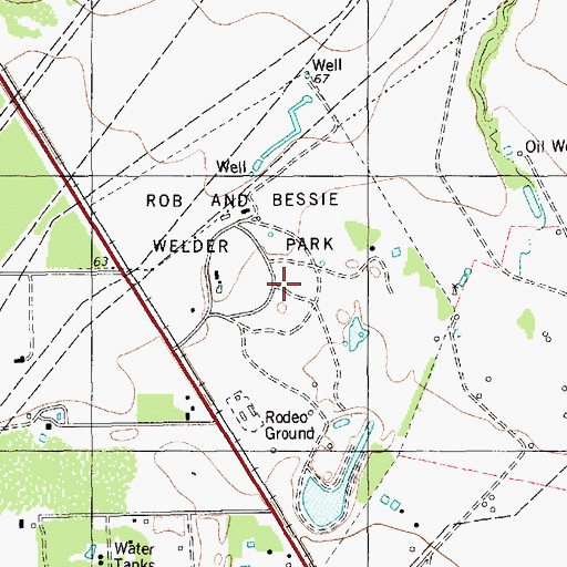 Topographic Map of Rob and Bessie Welder Park, TX