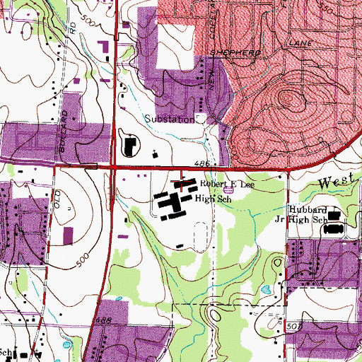 Topographic Map of Robert E Lee High School, TX