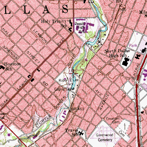 Topographic Map of Robert E Lee Park, TX