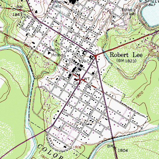 Topographic Map of Robert Lee, TX