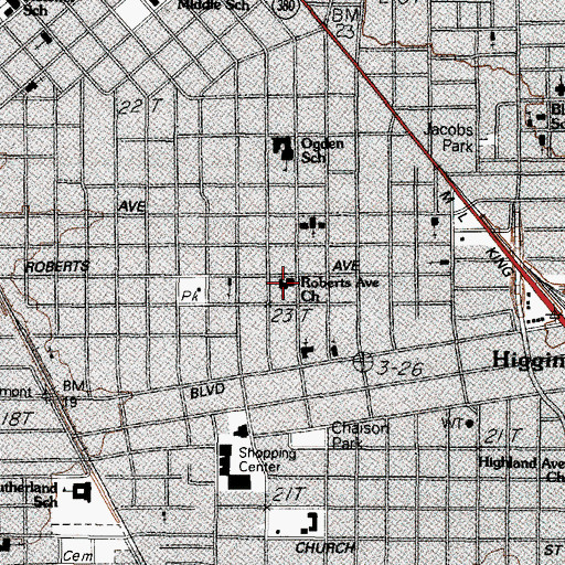Topographic Map of Roberts Avenue Church, TX