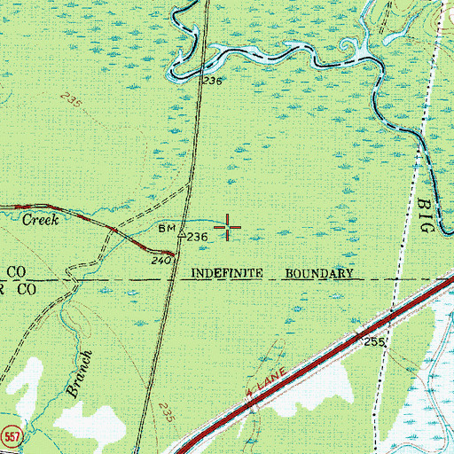 Topographic Map of Roberts Branch, TX