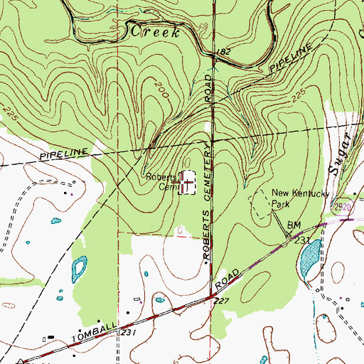 Topographic Map of Roberts Cemetery, TX