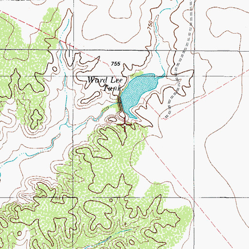 Topographic Map of Roberts Ranch, TX