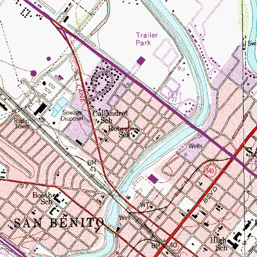Topographic Map of Frank Roberts Elementary School, TX