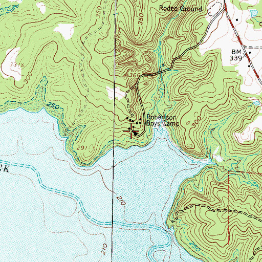 Topographic Map of Robertson Boys Camp, TX
