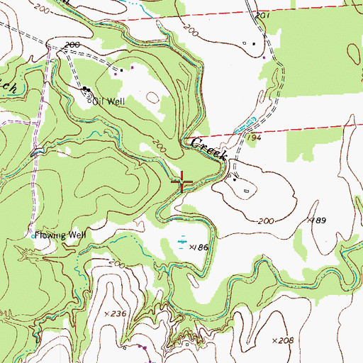 Topographic Map of Robinson Branch, TX