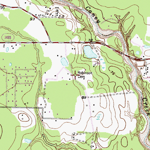 Topographic Map of Robinson Cemetery, TX