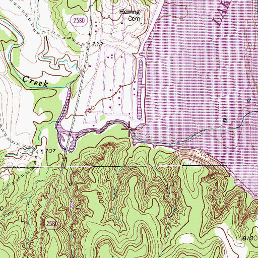 Topographic Map of Robinson Creek, TX