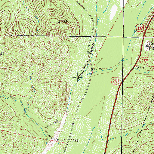 Topographic Map of Robinson Draw, TX