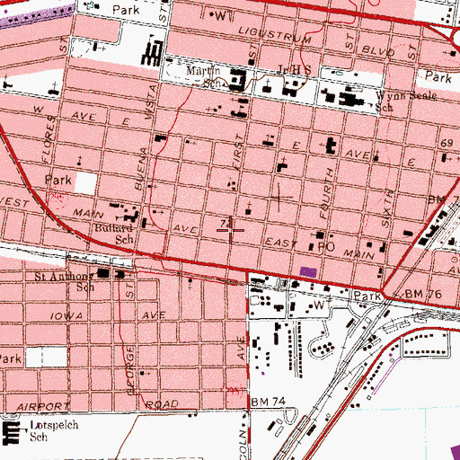 Topographic Map of Robstown, TX