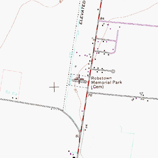 Topographic Map of Robstown Memorial Park, TX